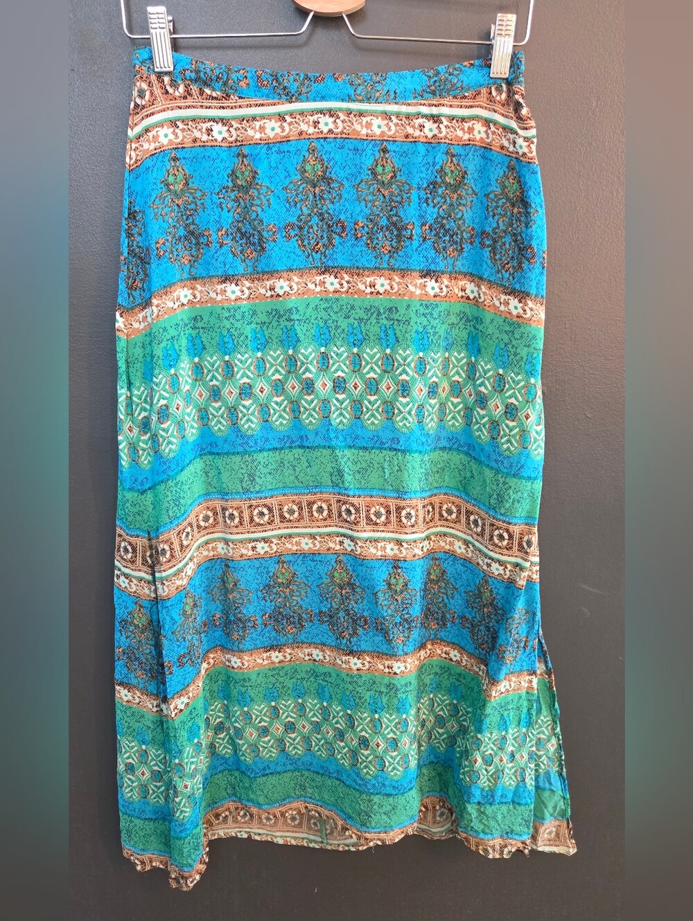 Tolani Anthropologie Silk Midi Skirt With Side Slits